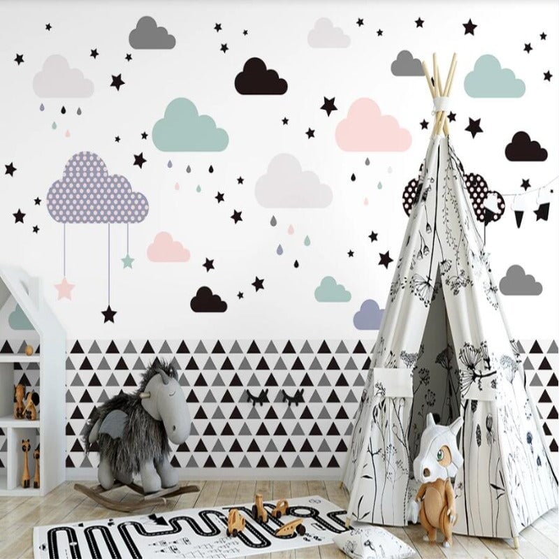 Papier Peint Nuage Noir et Blanc | Le Petit Intissé