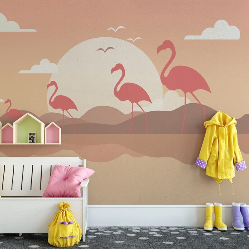 Papier Peint Motif Flamant Rose | Le Petit Intissé