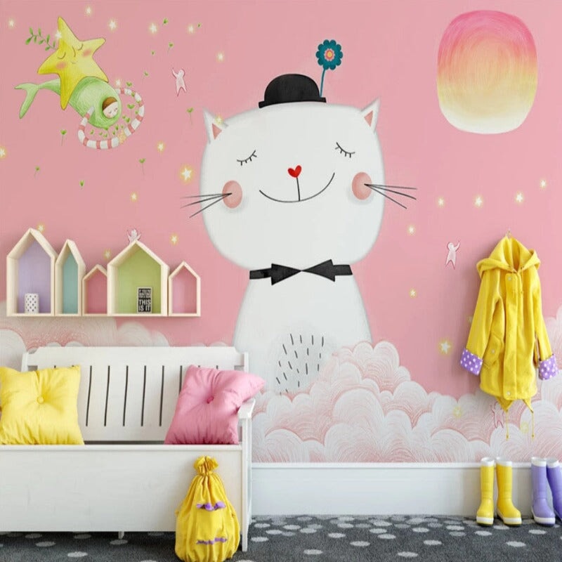 Papier Peint Chat Fille | Le Petit Intissé