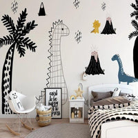 Thumbnail for Papier Peint Dinosaure Noir et Blanc | Le Petit Intissé