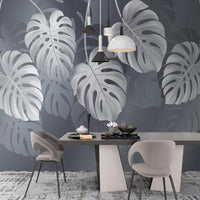 Thumbnail for Papier Peint Feuillage Tropical Noir et Blanc | Le Petit Intissé