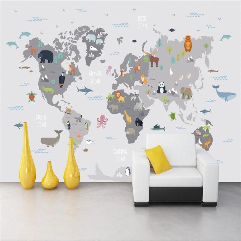 Papier Peint Motif Carte du Monde | Le Petit Intissé