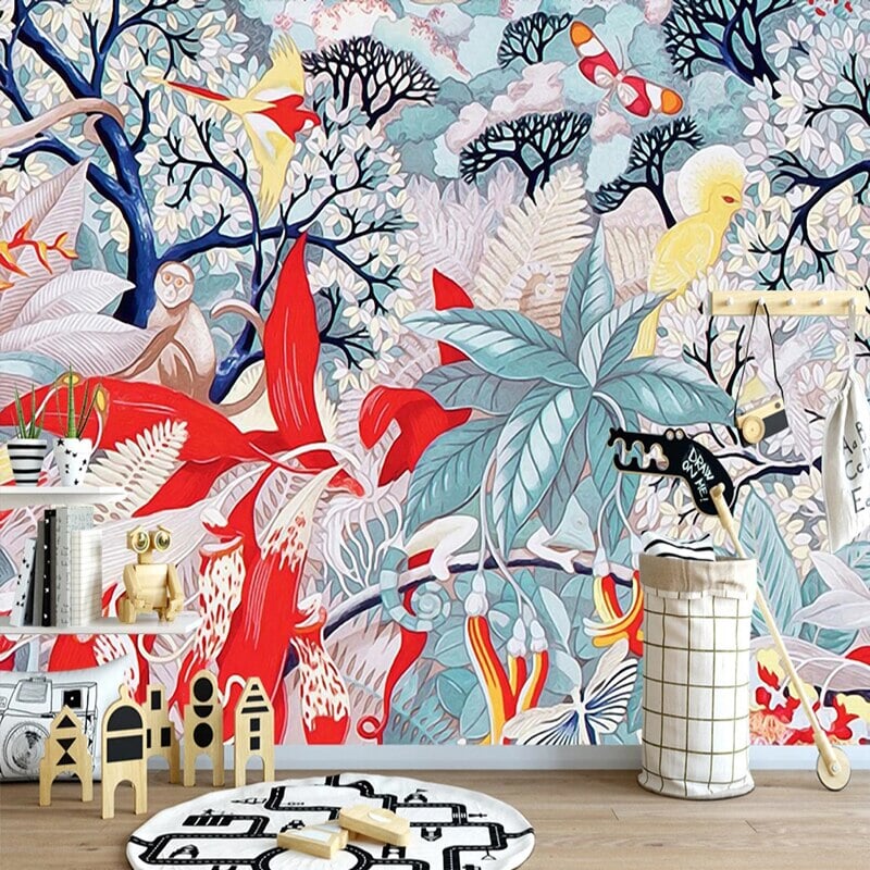 Papier Peint Oiseaux Colorés | Le Petit Intissé