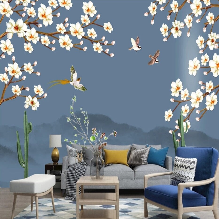 Papier Peint Floral Oiseaux | Le Petit Intissé