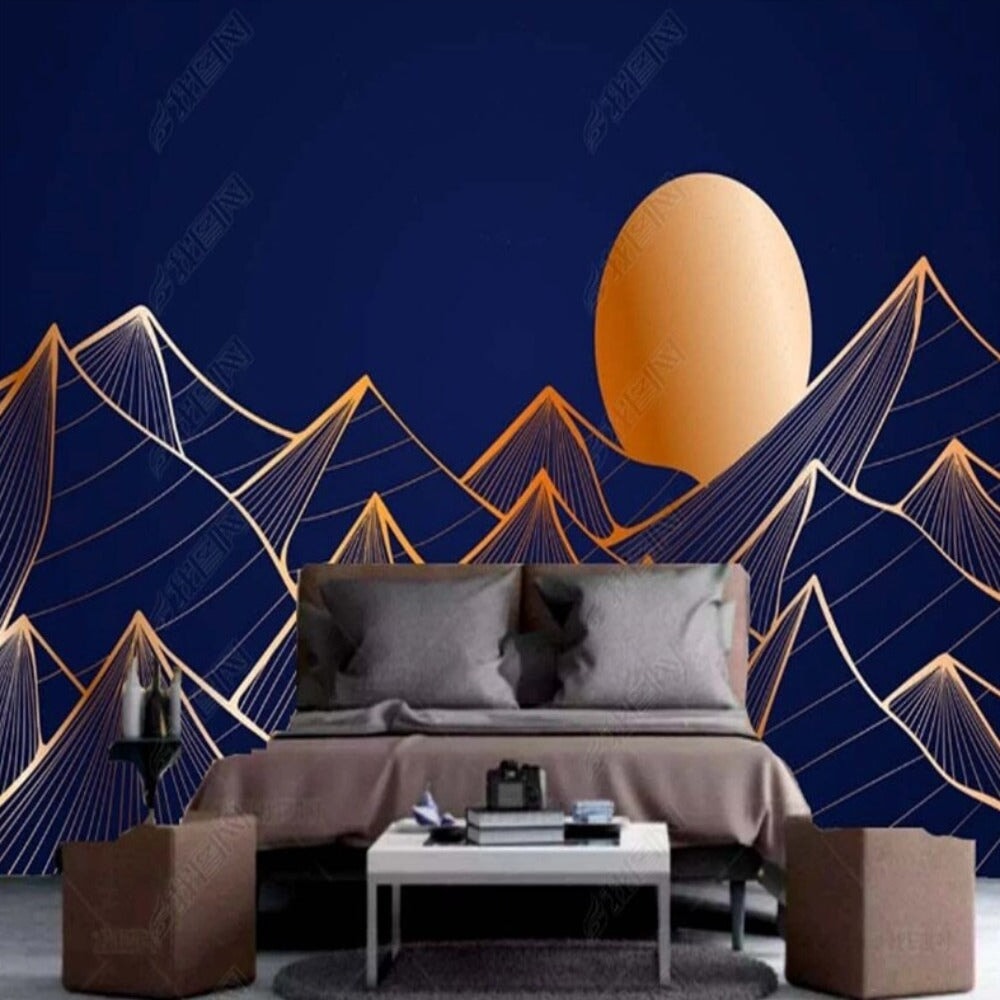 Papier Peint Ado Classique <br/> Montagne Bleu-Nuit