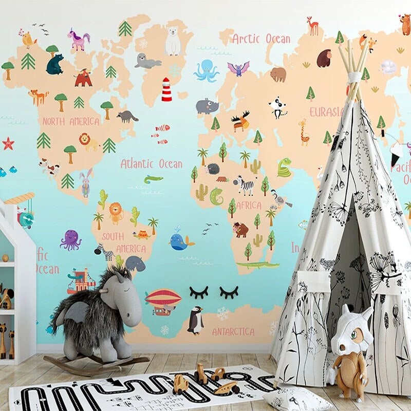 Wallpaper Papier Peint Carte du Monde | Le Petit Intissé