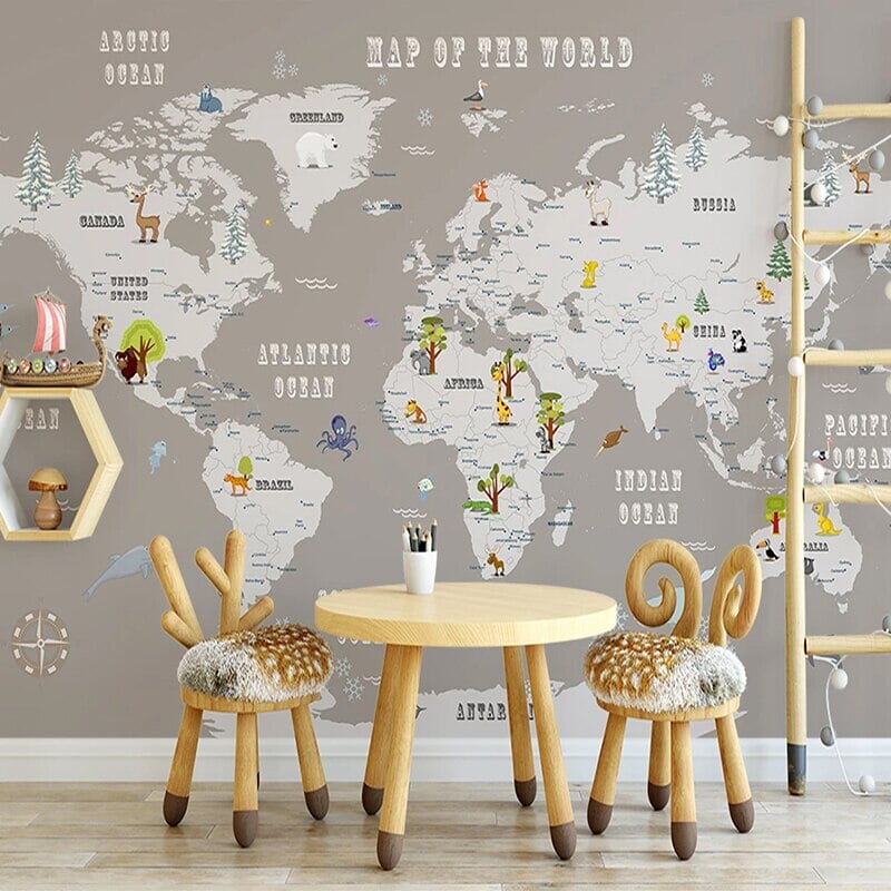 Papier Peint Motif Carte du Monde | Le Petit Intissé