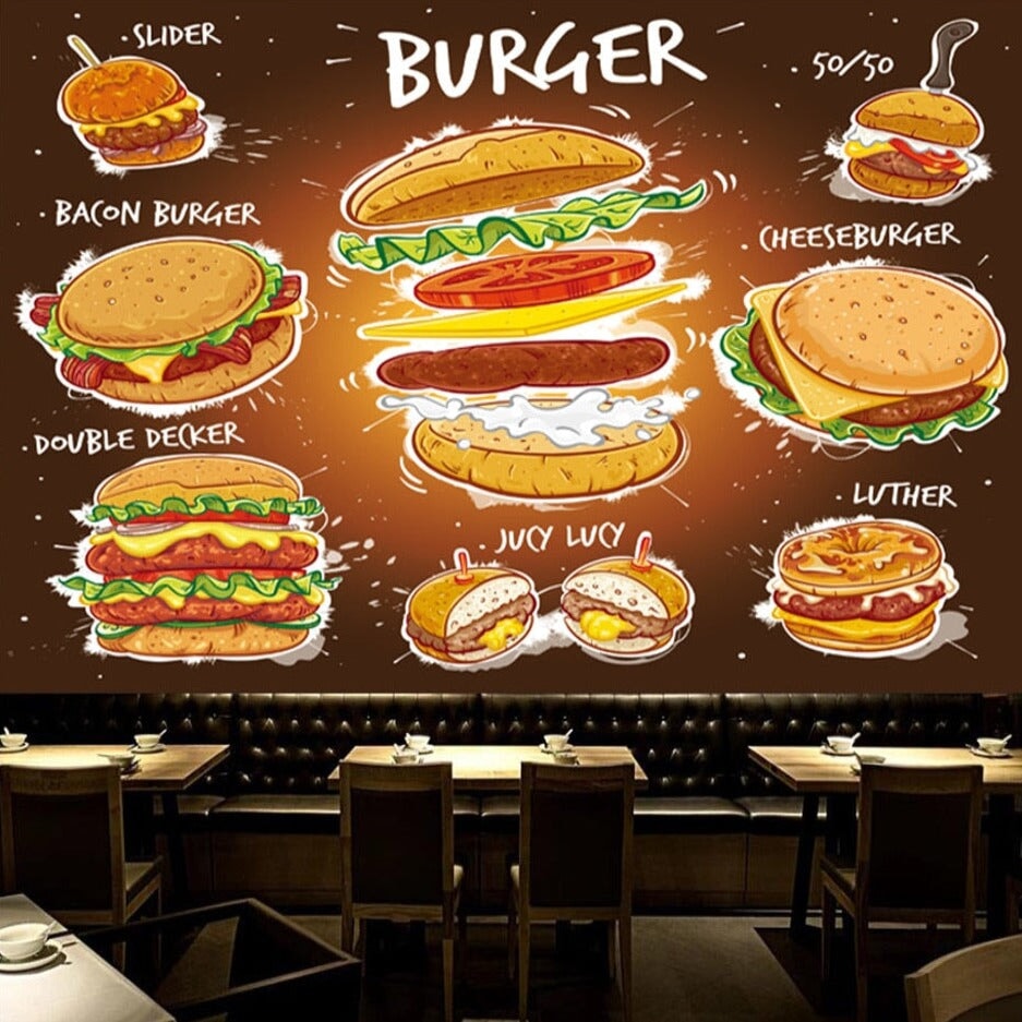 Papier Peint Burger 3D | Le Petit Intissé