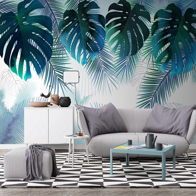 Papier Peint Tropical Bleu Vert | Le Petit Intissé