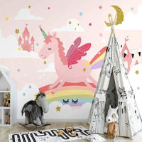 Thumbnail for Papier Peint Licorne <br/> Château et Arc-en-Ciel