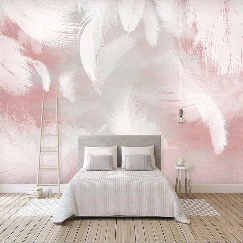 Papier Peint Plume Rose | Le Petit Intissé