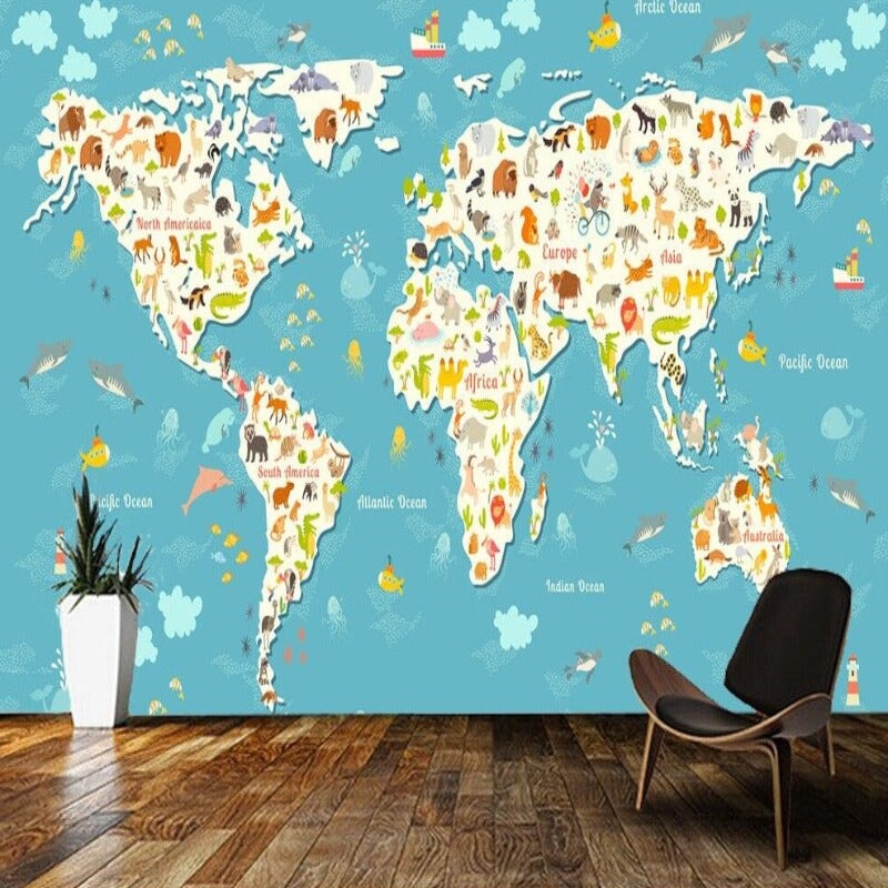 Papier Peint Mural Mappemonde | Le Petit Intissé
