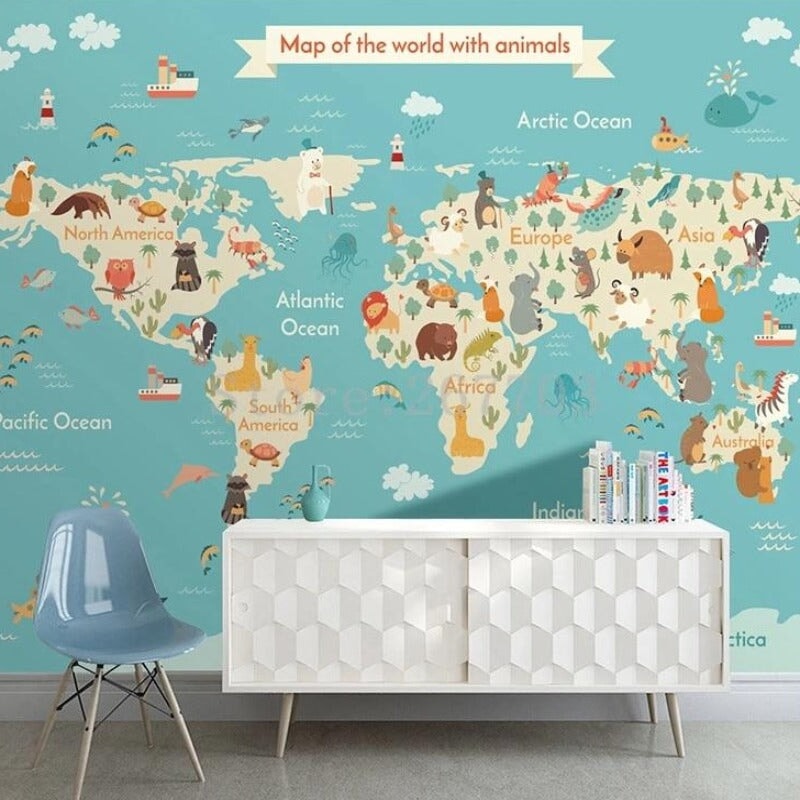 Papier Peint Panoramique Mappemonde | Le Petit Intissé