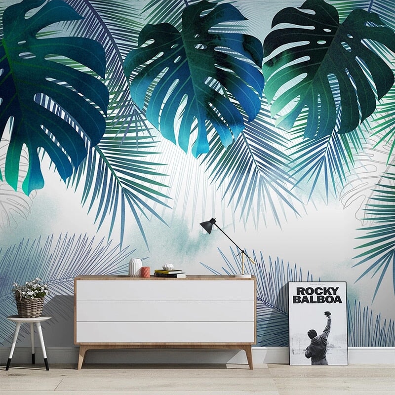 Papier Peint Tropical Bleu Vert | Le Petit Intissé
