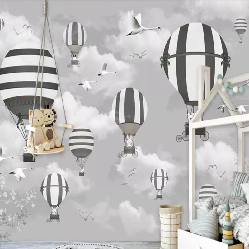 Papier Peint Bébé Classique <br/> Gris et Ciel