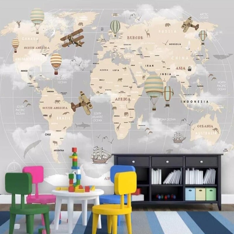 Papier Peint Panoramique Planisphère | Le Petit Intissé