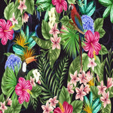 Papier Peint Panoramique Tropical avec Feuille Fleur et Toucan | Le Petit Intissé