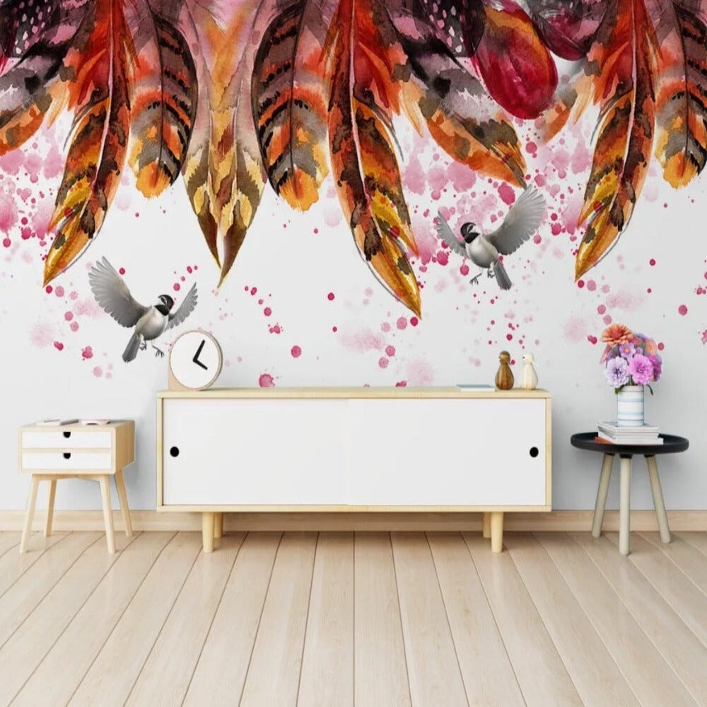 Papier Peint avec Motif Plume | Le Petit Intissé