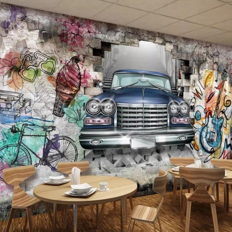 Papier Peint Voiture Ancienne | Le Petit Intissé