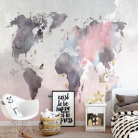 Thumbnail for Carte du Monde Rose et Grise | Le Petit Intissé