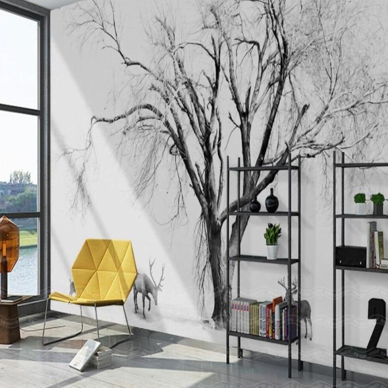 Papier Peint Noir et Blanc Arbre | Le Petit Intissé