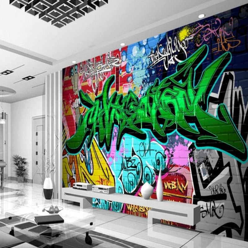 Papier Peint Graffiti <br/> Vert Electrique
