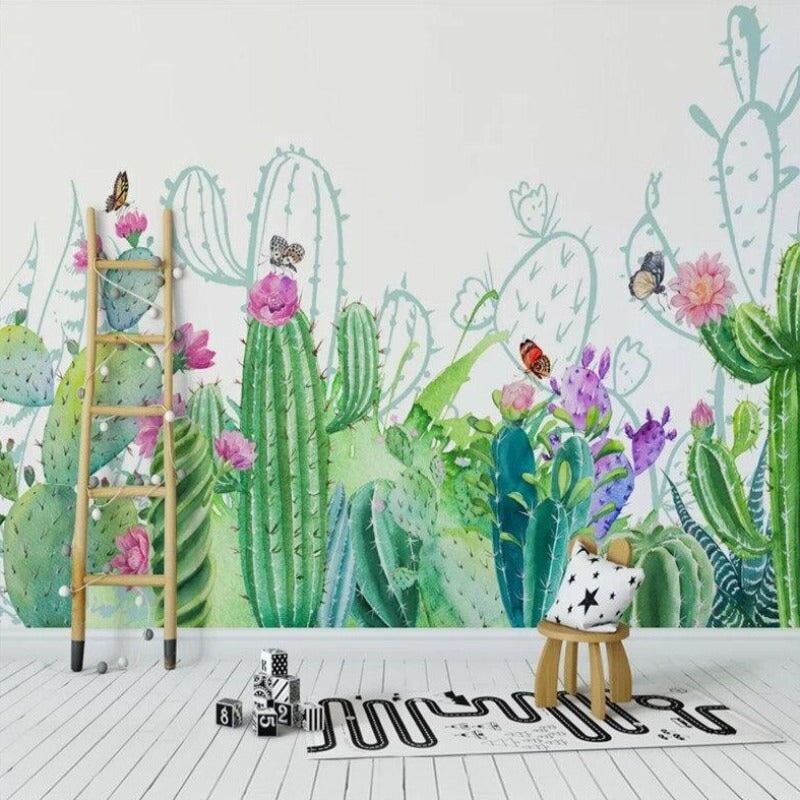 Papier Peint Cactus Aquarelle | Le Petit Intissé