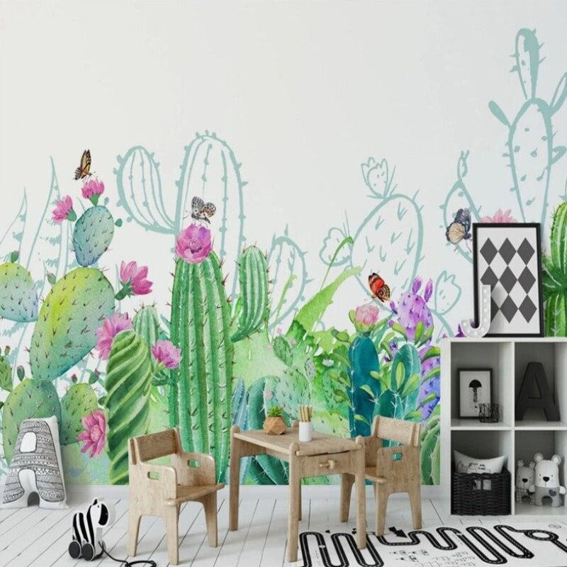 Papier Peint Cactus Aquarelle | Le Petit Intissé