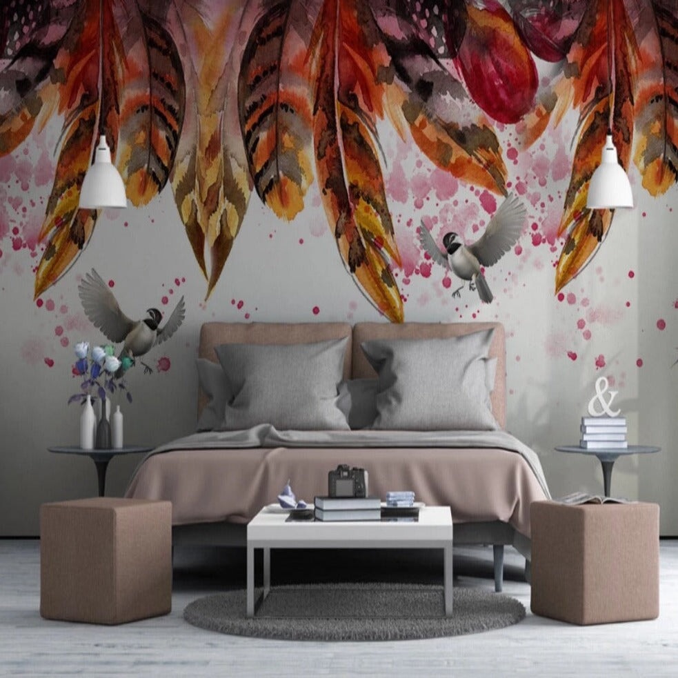 Papier Peint avec Motif Plume | Le Petit Intissé