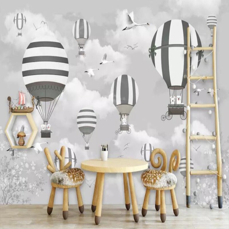 Papier Peint Bébé Classique <br/> Gris et Ciel