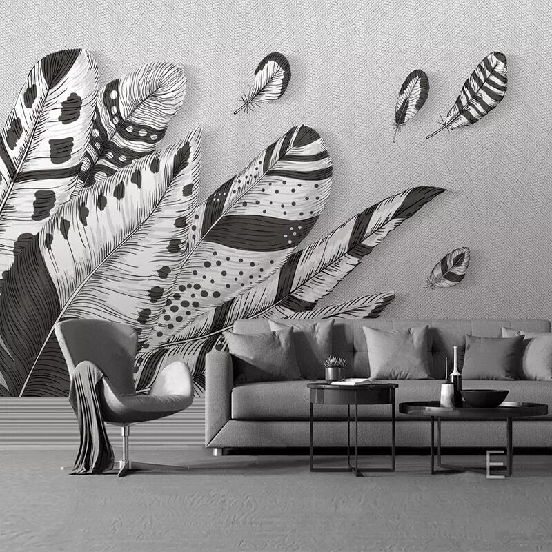 Papier Peint Plume Noir et Blanc | Le Petit IntisséPapier Peint Plume Noir et Blanc | Le Petit Intissé
