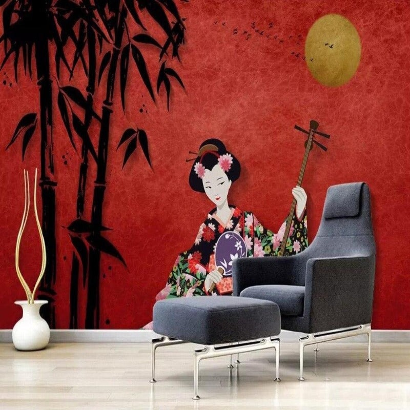 Papier Peint Japonais Rouge Nippone | Le Petit Intissé