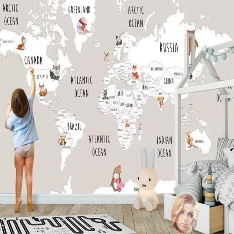 Papier Peint Motif Planisphère | Le Petit Intissé