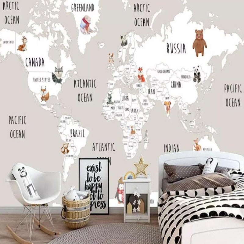 Papier Peint Motif Planisphère | Le Petit Intissé