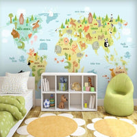 Thumbnail for Papier Peint Carte du Monde Vert | Le Petit Intissé