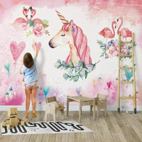 Thumbnail for Papier Peint Fille Flamant Rose | Le Petit Intissé