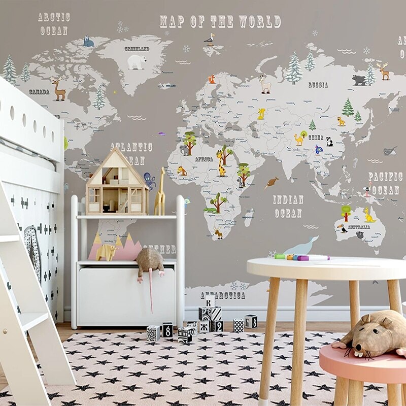 Papier Peint Motif Carte du Monde | Le Petit Intissé