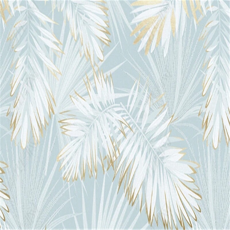 Papier Peint Tropicale Bleu et Blanc | Le Petit Intissé