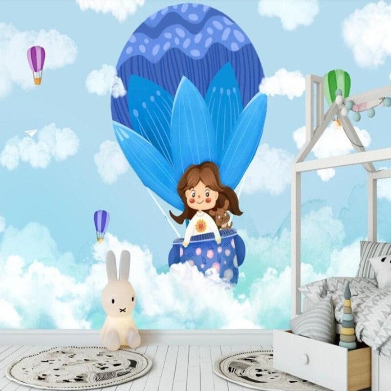 Papier Peint Nuage <br/> Fille dans les Airs