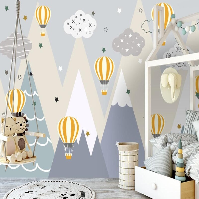 Papier Peint avec Montgolfière Chambre Bébé | Le Petit Intissé