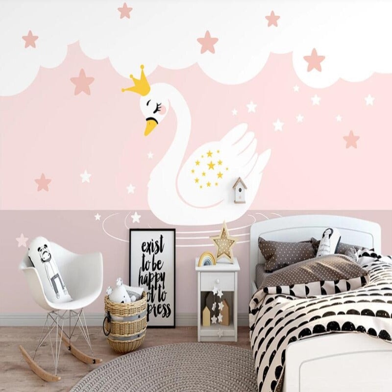 Papier Peint Cygne Rose | Le Petit Intissé