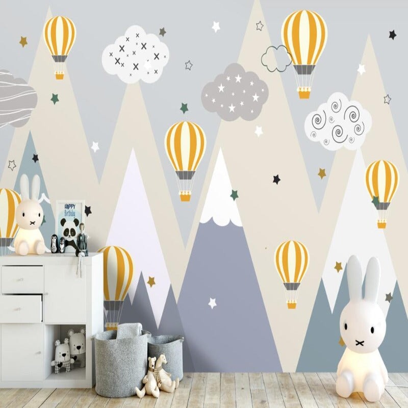 Papier Peint avec Montgolfière Chambre Bébé | Le Petit Intissé