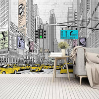 Thumbnail for Papier Peint Taxi Jaune New York | Le Petit Intissé