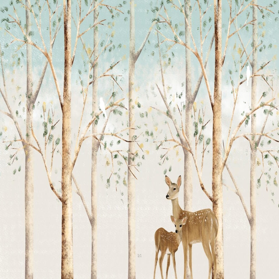 Papier Peint Animaux <br/> Biche et Faon