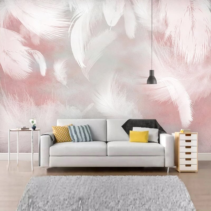 Papier Peint Plume Rose | Le Petit Intissé