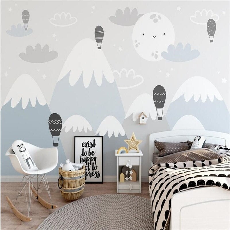 Papier Peint Bébé Classique <br/> Paysage Montagne Bleue