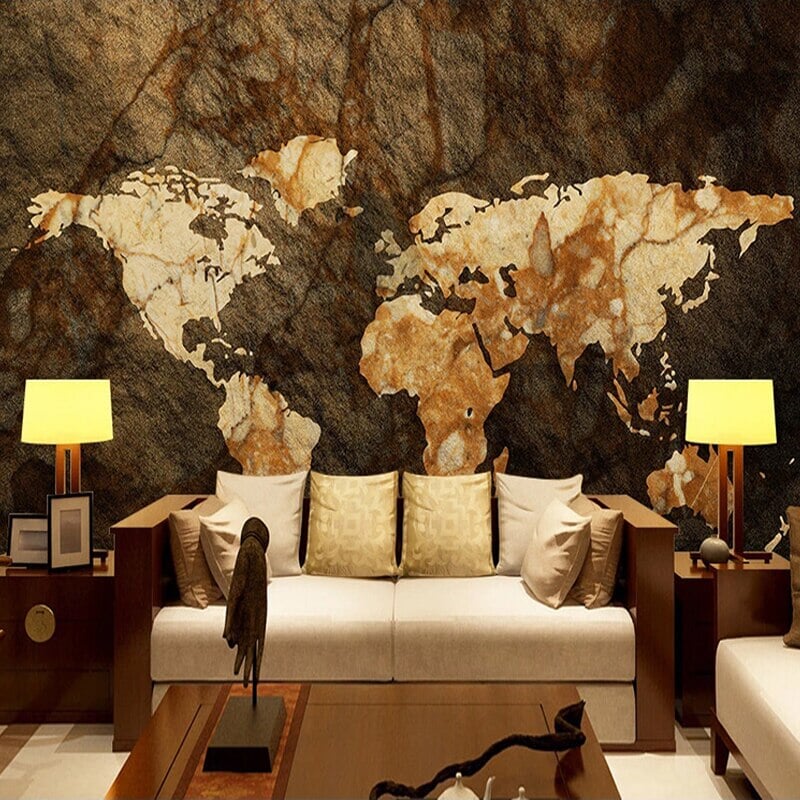 Papier Peint Carte du Monde Marron | Le Petit Intissé