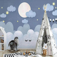 Thumbnail for Papier Peint Bleu avec Nuages | Le Petit Intissé