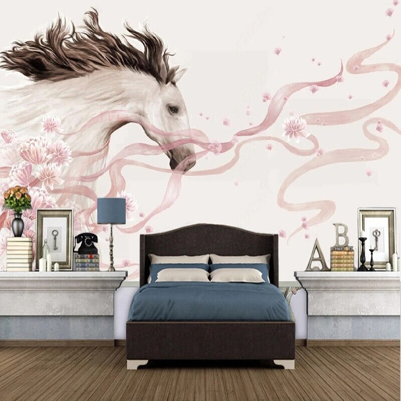 Papier Peint Chevaux Rose | Le Petit Intissé