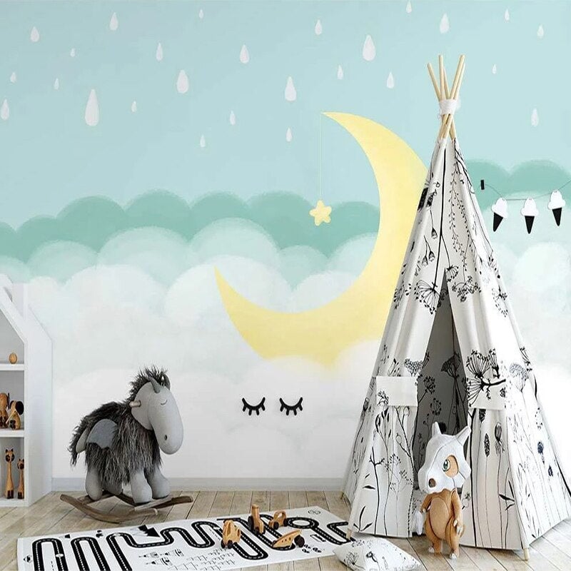 Papier Peint Nuage Vert d'eau | Le Petit Intissé